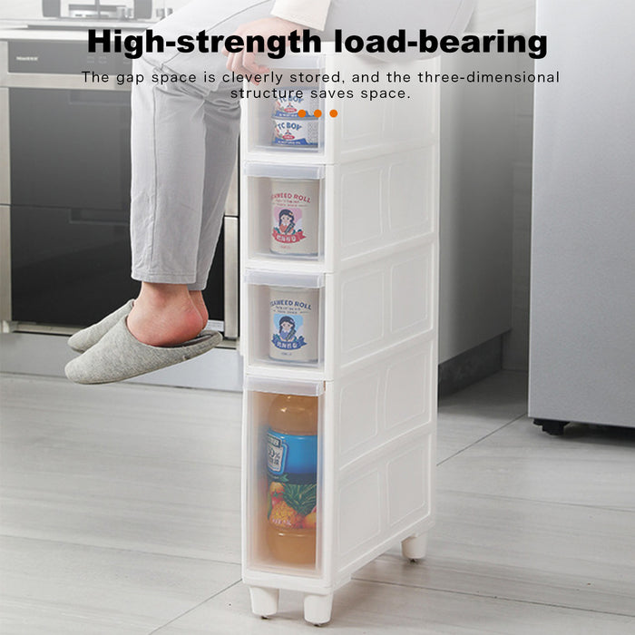 Crevice Storage Cabinet Toilet Storage Rack Bathroom Drawer Plastic Cabinet  Ultra Narrow Kitchen Cabinet Organizer Floor Shelves